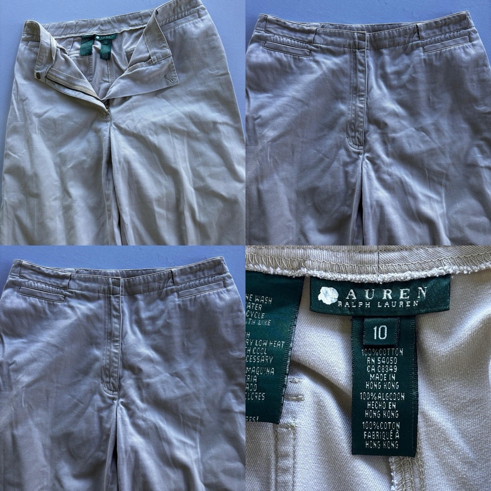 Vintage Lauren Ralph Lauren Women's 10 Wide Leg Cotton Pants Beige‎ Hong Kong